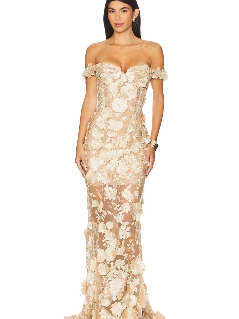 Bronx and Banco Jasmine 3D Floral Gown Size Sm - Picture 3 of 12